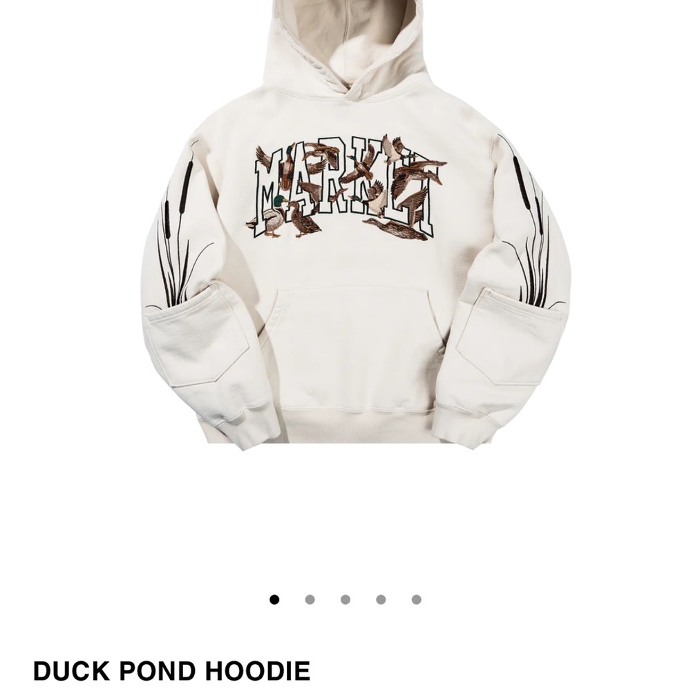 MARKER DUCK POND HOODIE - Arket Cream and Blue Hoodie size M